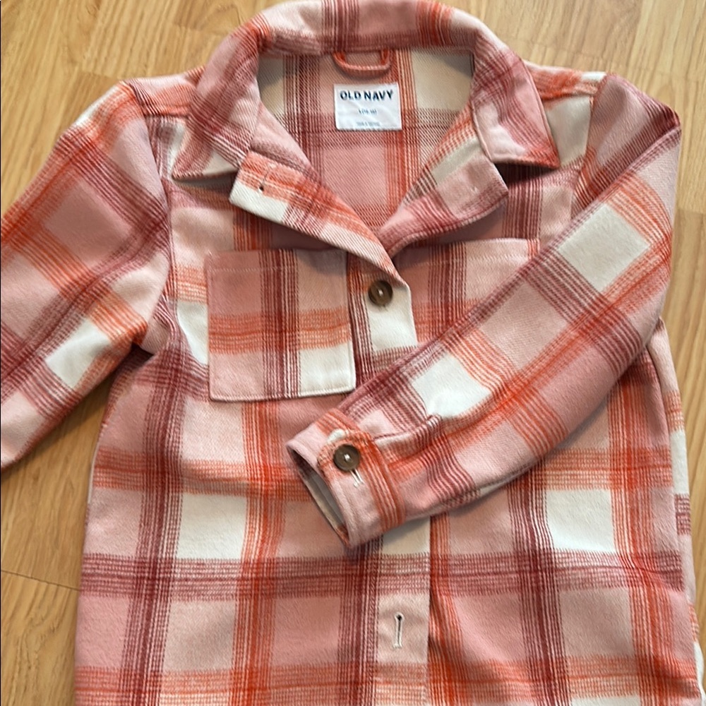 Old Navy Pink and Orange Plaid Jacket